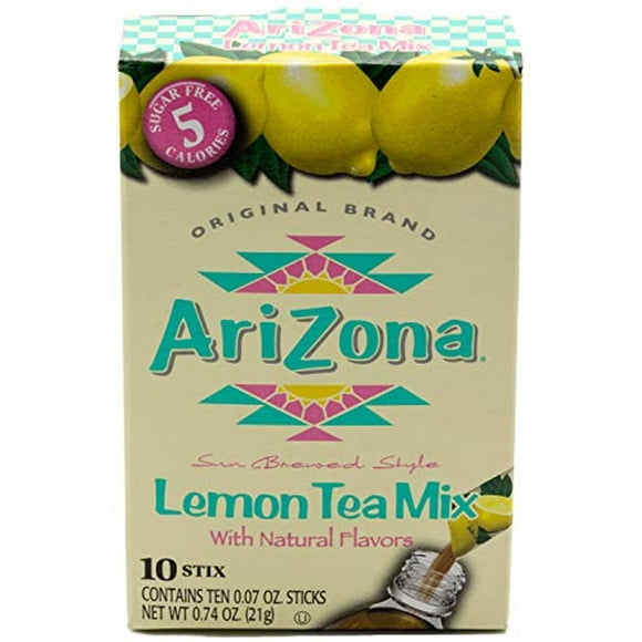 Arizona Lemon Iced Tea Stix Sugar Free, 10Countper Box (Pack Of 6), Low Calorie Single Serving Drink Powder Packets, Just Add Water For A Deliciously Refreshing Iced Tea Beverage