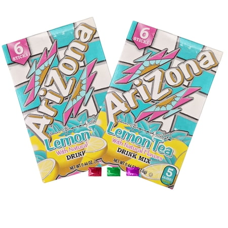 Arizona Lemon Tea Drink Mix Singles, 12 Sticks Total, Sun Brewed Style Powdered Tea Beverage, Low Calorie On-the-Go Drink Mix with Noelle's Delight