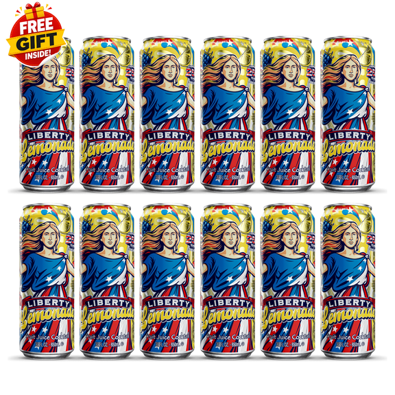 Arizona Liberty Lemonade Juice Cocktail 22 oz Big Can 12 Pack + Free Gift