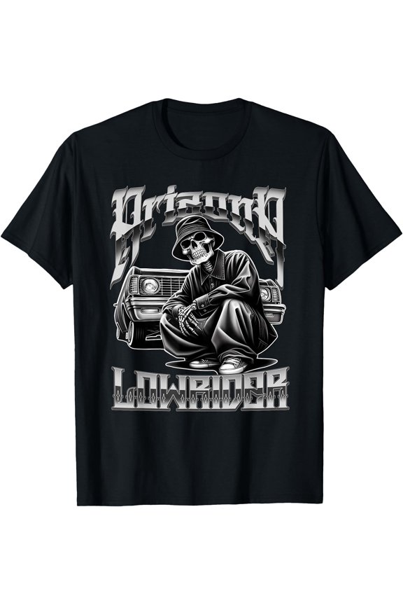 Arizona Low-Rider Chicano Tattoo Art Cholo Skeleton T-Shirt , Vintage T-Shirt
