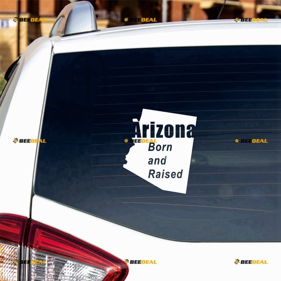 Arizona Map Sticker Decal Vinyl Native Born Raised - 2 Pack White 4" - For Car Boat Laptop Cup No Background Die-cut