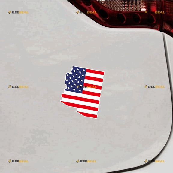 Arizona Map US Flag Sticker Decal Vinyl - 2 Pack Reflective 4" - For Car Boat Laptop Cup