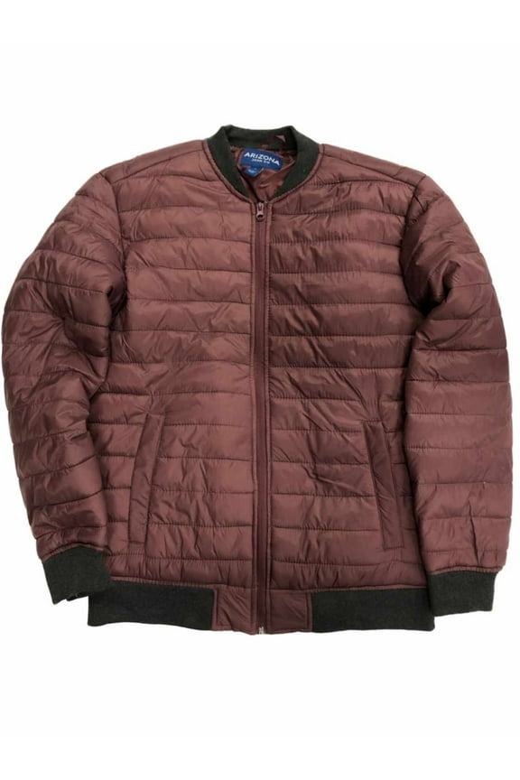 Mens Plum & Gray Lightweight Quilted Bubble Puffer Jacket Coat Medium