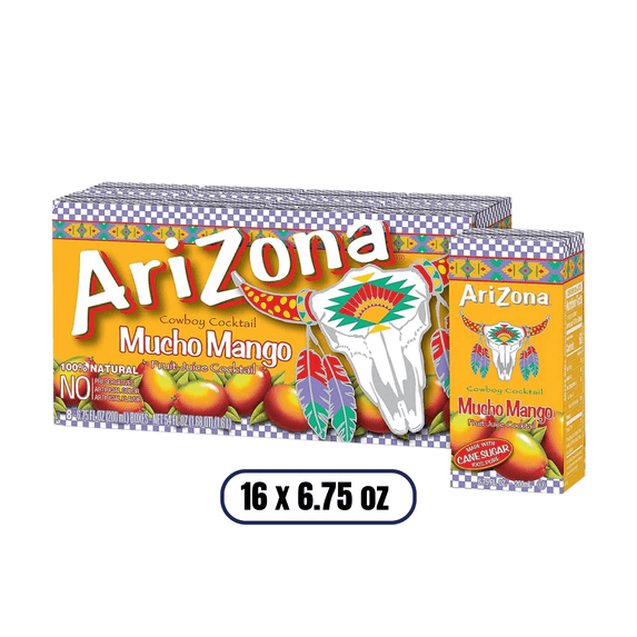 Arizona Mucho Mango Juice Box, 6.75 oz, 16 Pack