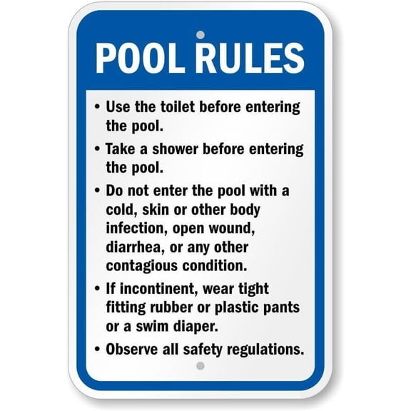 Arizona Pool Rules Weatherproof Metal Aluminum Sign Size: 16 x 12 Inch