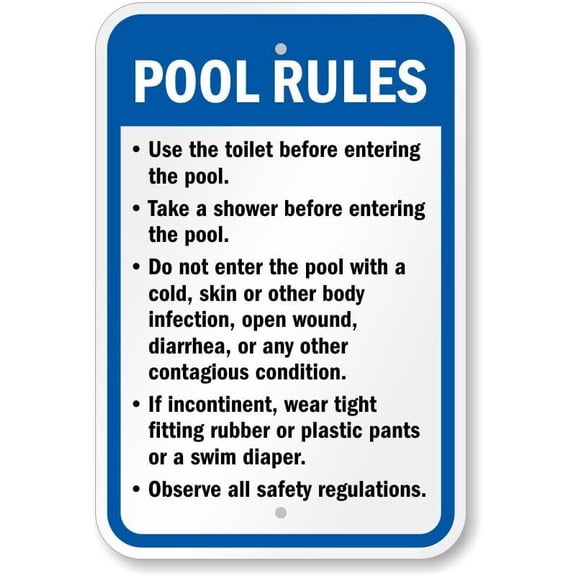 Arizona Pool Rules Weatherproof Metal Sign Size: 8 x 12 Inch