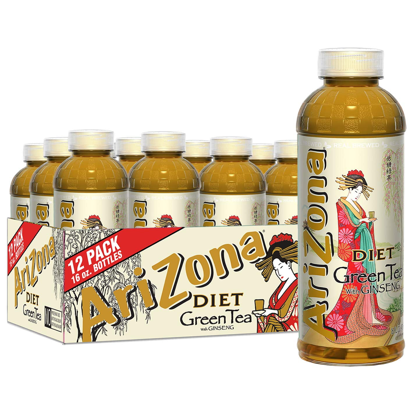 Arizona Premium Brewed Diet Green Tea, 16 Fl Oz (Pack Of 12)