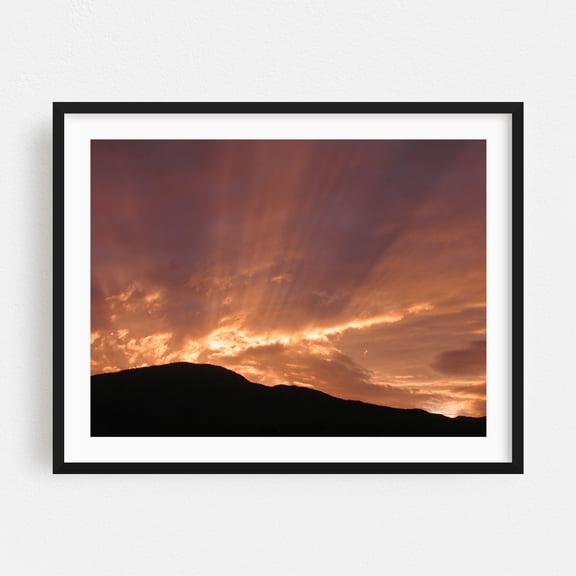Arizona Radiant Skies Over Sedona - Sedona Arizona Photography Sunset Silhouette Nature Landscape Mountain Scenic Moody Black Framed Wall Art Print 11 x 14 inches