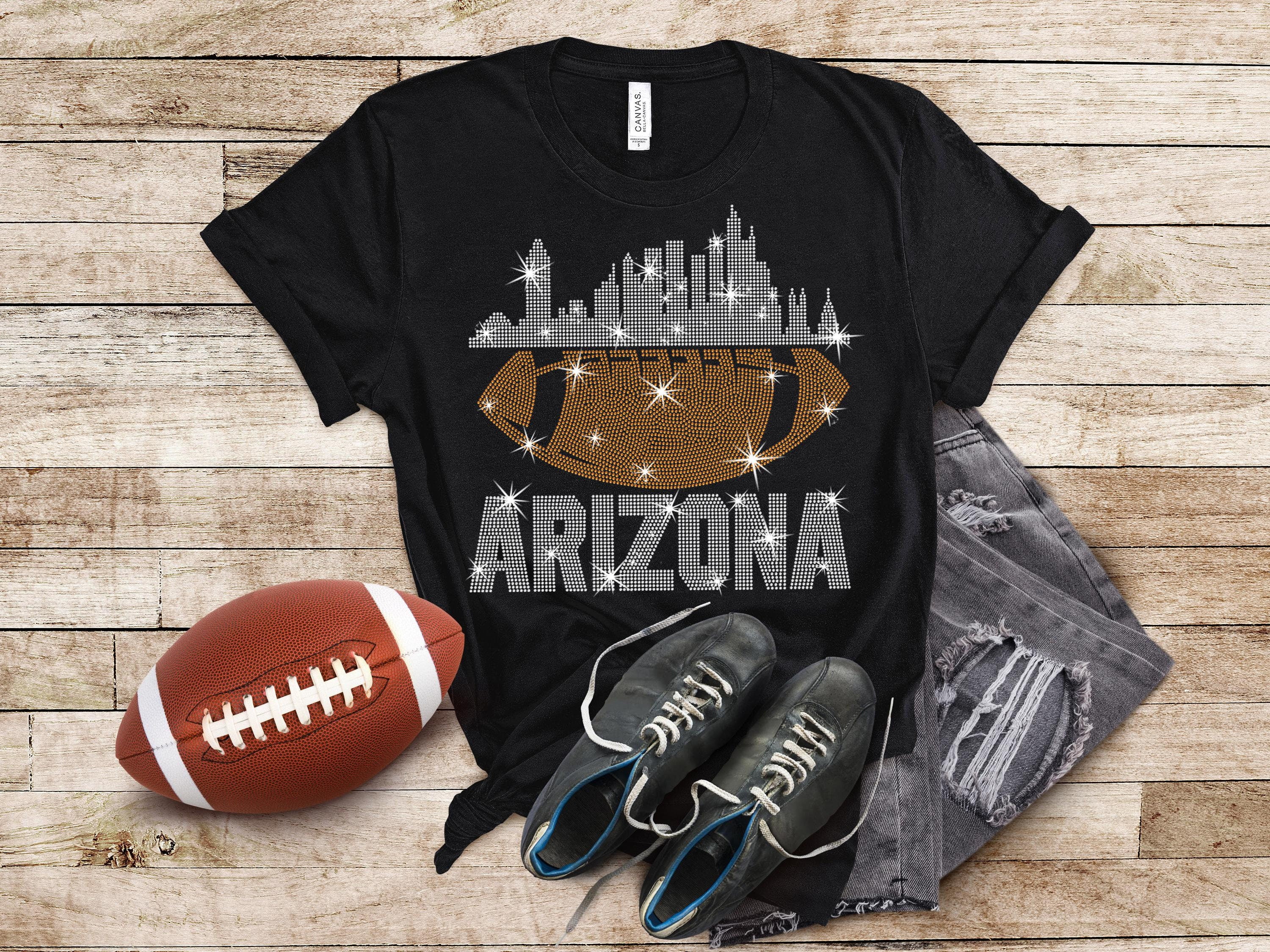 Arizona Rhinestone TShirt, Sparkling Football Fan Shirt, EyeCatching