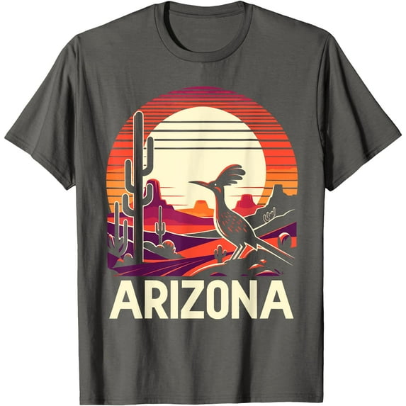 Arizona Roadrunner State Of Arizona Cactus Funny Unisex T-Shirt for Men Women Kids Toddler,Charcoal Color,Size YXL