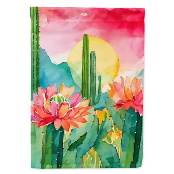 Arizona Saguaro Cactus Blossom in Watercolor Garden Flag 11.25 in x 15.5 in