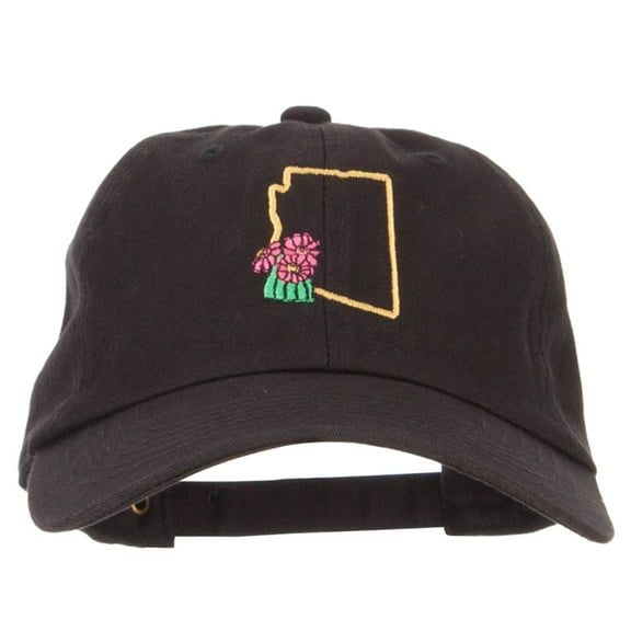 Arizona Saguaro with Map Embroidered Unstructured Washed Cap - Black OSFM