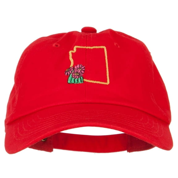 Arizona Saguaro with Map Embroidered Unstructured Washed Cap - Red OSFM