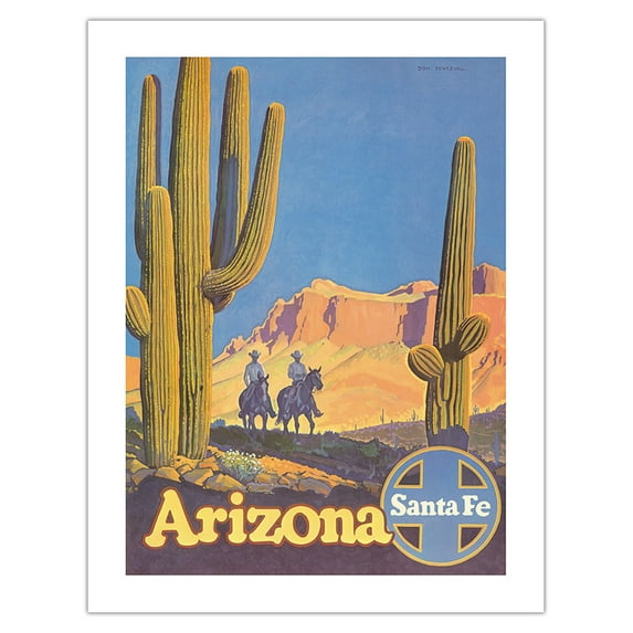 Arizona - Santa Fe Railroad - Vintage Railroad Travel Poster by Don Perceval c.1950s - Bamboo Fine Art 290gsm Paper (Unframed) 17x22in