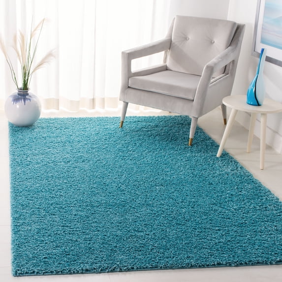 Arizona Shag Dark Grey Large Rectangle Rug-Color:Aqua,Shape:Medium Rectangle,Size:5'-1" X 7'-6"