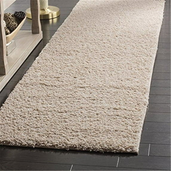 Arizona Shag Dark Grey Large Rectangle Rug-Color:Beige,Shape:Runner,Size:2'-3" X 8'