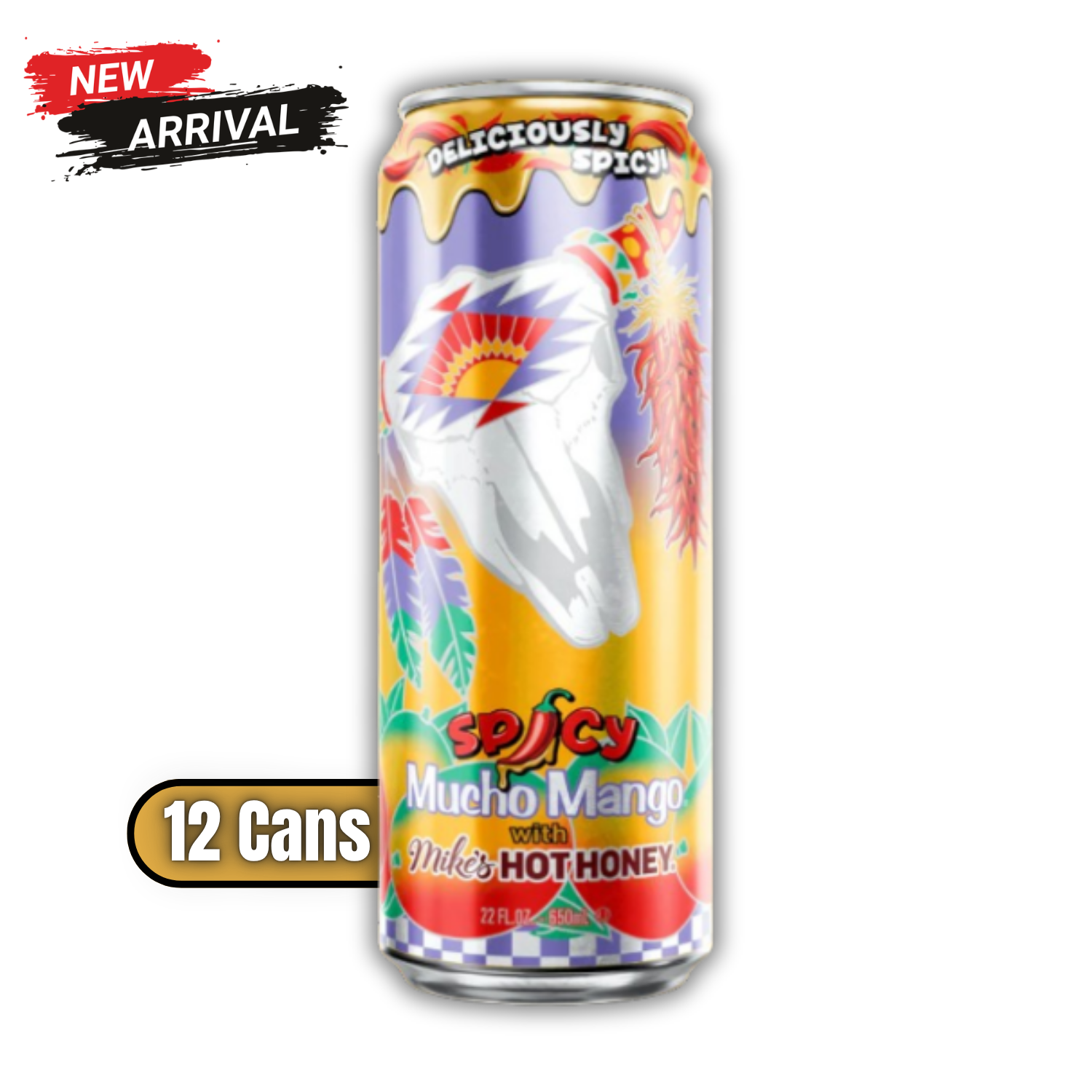 Arizona Spicy Mucho Mango Juice Cocktail, 22 fl oz Cans, 12 Pack