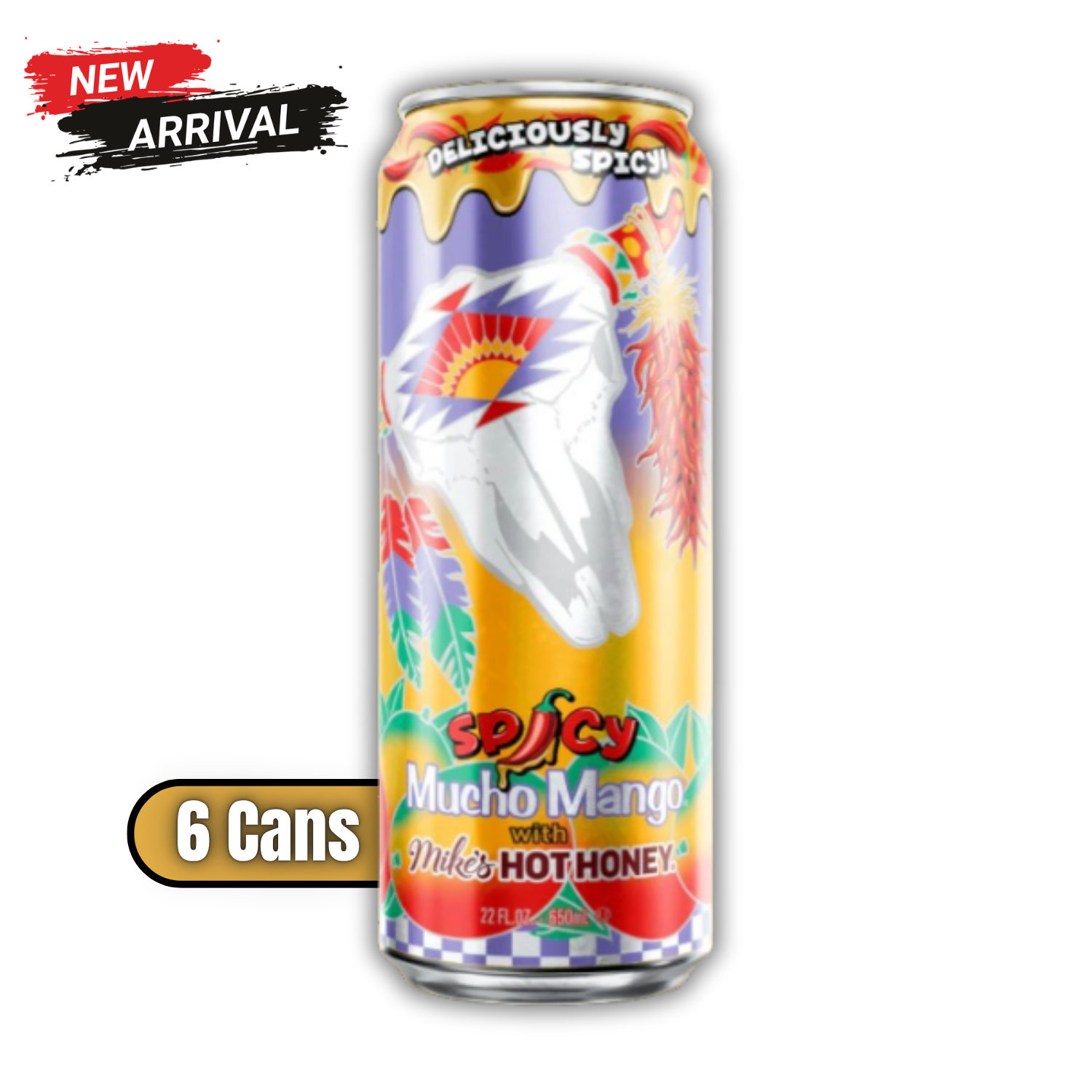 Arizona Spicy Mucho Mango Juice Cocktail, 22 fl oz Cans, 6 Pack