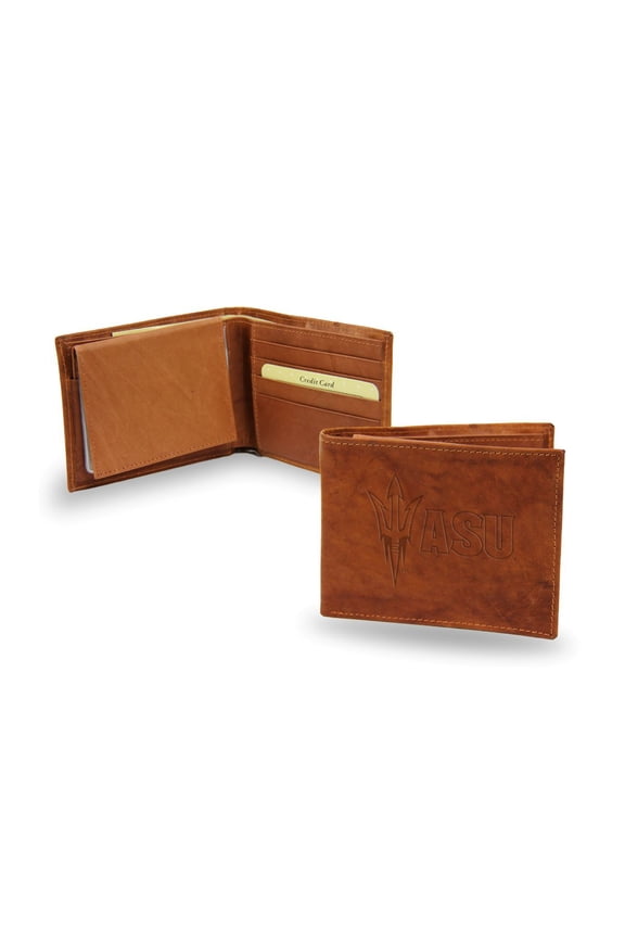Arizona-St. Sun Devil's Brown Leather Embossed Bifold Passcase Wallet