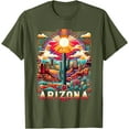thumbnail image 1 of Arizona State AZ Retro Desert Cactus Family Vacation Unisex T-Shirt for Men Women Kids Toddler,Military Green Color,Size M, 1 of 5