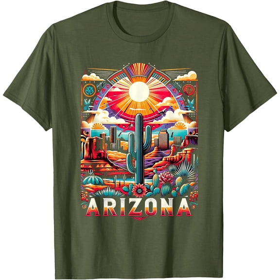 Arizona State AZ Retro Desert Cactus Family Vacation Unisex T-Shirt for Men Women Kids Toddler