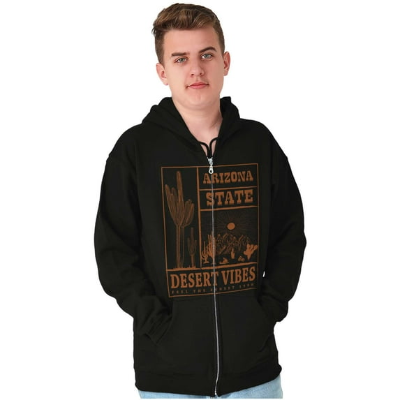 Arizona State Desert Vibes Sunset Unisex Fleece Graphic Zip Up Hoodie Brisco Brands 3X