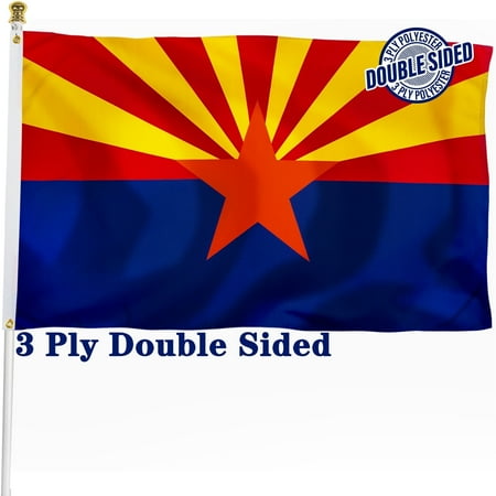 Arizona State Flag 3x5 ft, 3 Ply Double Sided Polyester, AZ Flag with Vibrant Print/4 Rows Hemming/Brass Grommets