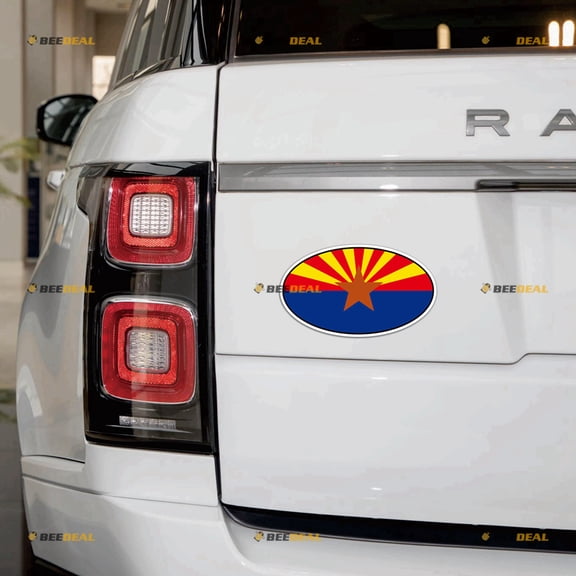 Arizona State Flag AZ Oval Car Magnet Magnetic Sticker Decal - 2 Pack Reflective 4" - for Truck Door Fridge Reusable Waterproof
