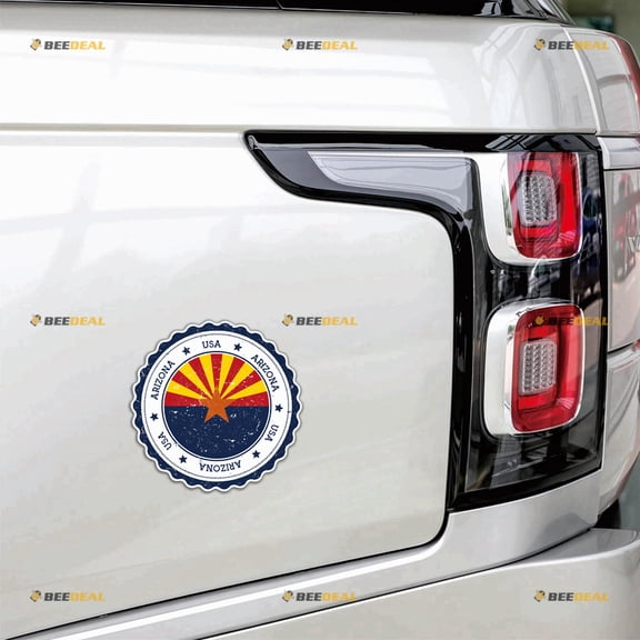 Arizona State Flag AZ USA Car Magnet Stamp Style Magnetic Sticker Decal - 2 Pack Glossy 4" - for Truck Door Fridge Reusable Waterproof
