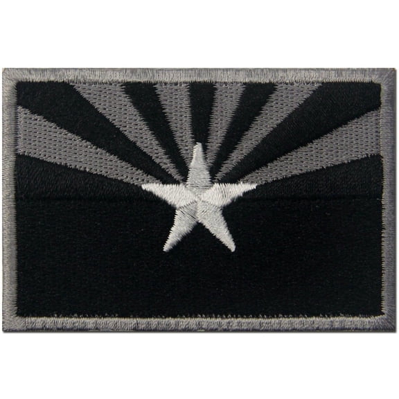 Arizona State Flag Embroidered Tactical Emblem Iron On Sew On Az Patch, Black