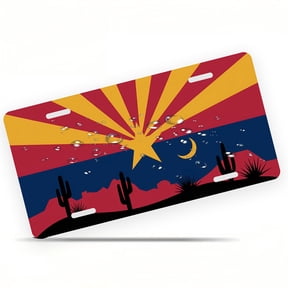 Arizona State Flag Landscape Funny Personalized License Plate Rust-proof Stainless Steel Metal License Plate Suitable For Men And Women 12.2" x 6.2"