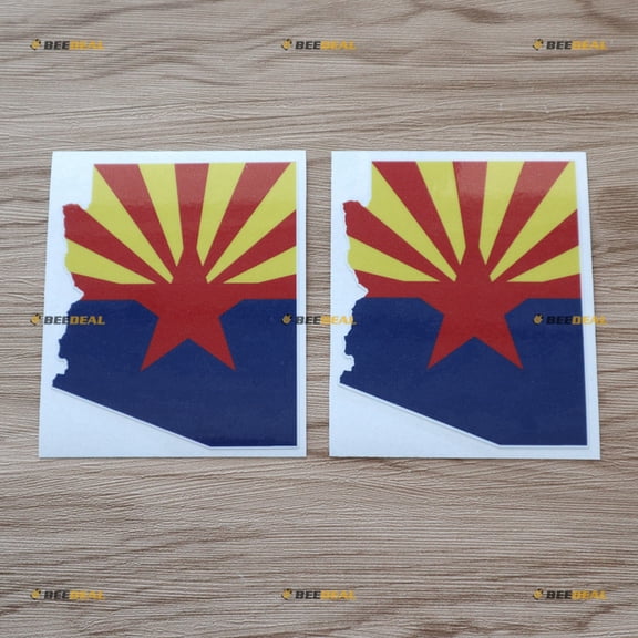 Arizona State Flag Map AZ USA State Decal Vinyl Sticker - 2 Pack Reflective, 5 Inches - for Car Boat Laptop Cup