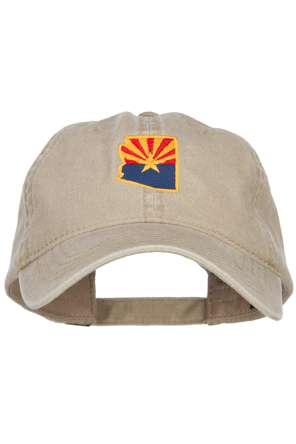 Arizona State Flag Map Embroidered Washed Cap - Khaki OSFM
