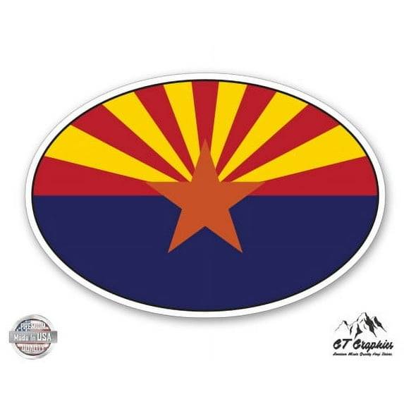 Arizona State Flag Oval - 12" Vinyl Sticker Waterproof Decal