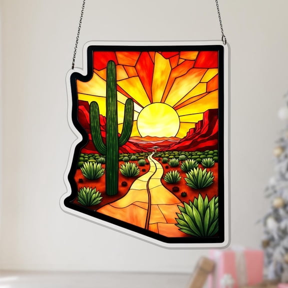 Arizona State Map Acrylic Suncatcher Colorful Window Hanging Christmas Souvenir Ornament Travel Gift