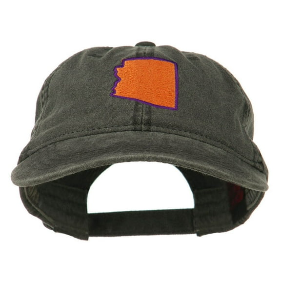 Arizona State Map Embroidered Washed Cotton Cap - Black OSFM