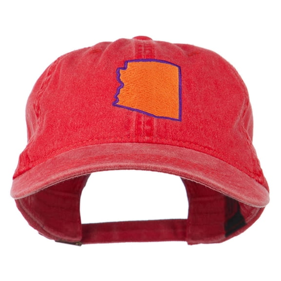 Arizona State Map Embroidered Washed Cotton Cap - Red OSFM