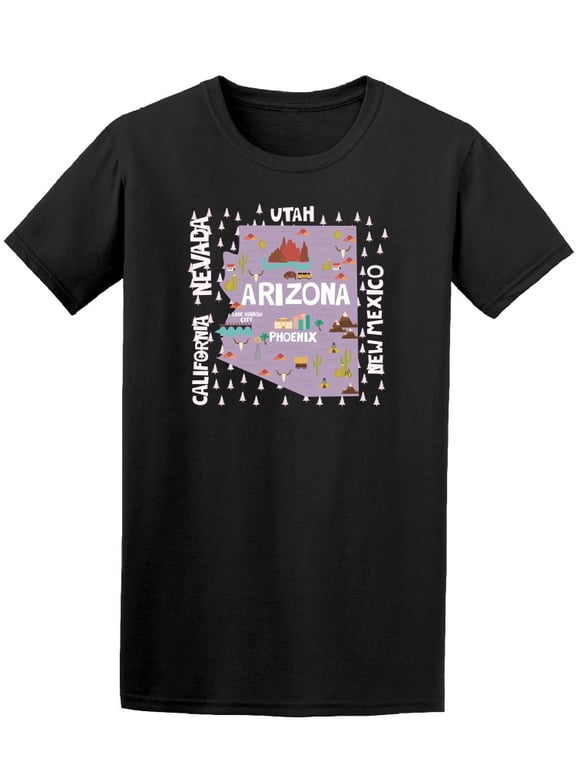 Arizona State Map T-Shirt Men -Image by Shutterstock, Male Small