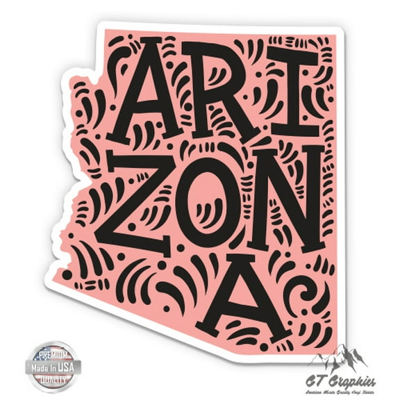 Arizona State Shape Cute Letters Native Local - 3" Vinyl Sticker - For Car Laptop I-Pad Phone Helmet Hard Hat - Waterproof Decal