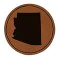 thumbnail image 1 of Arizona State Silhouette 2.5" Faux Leather Round Engraved Iron-On Patch - Brown, 1 of 6