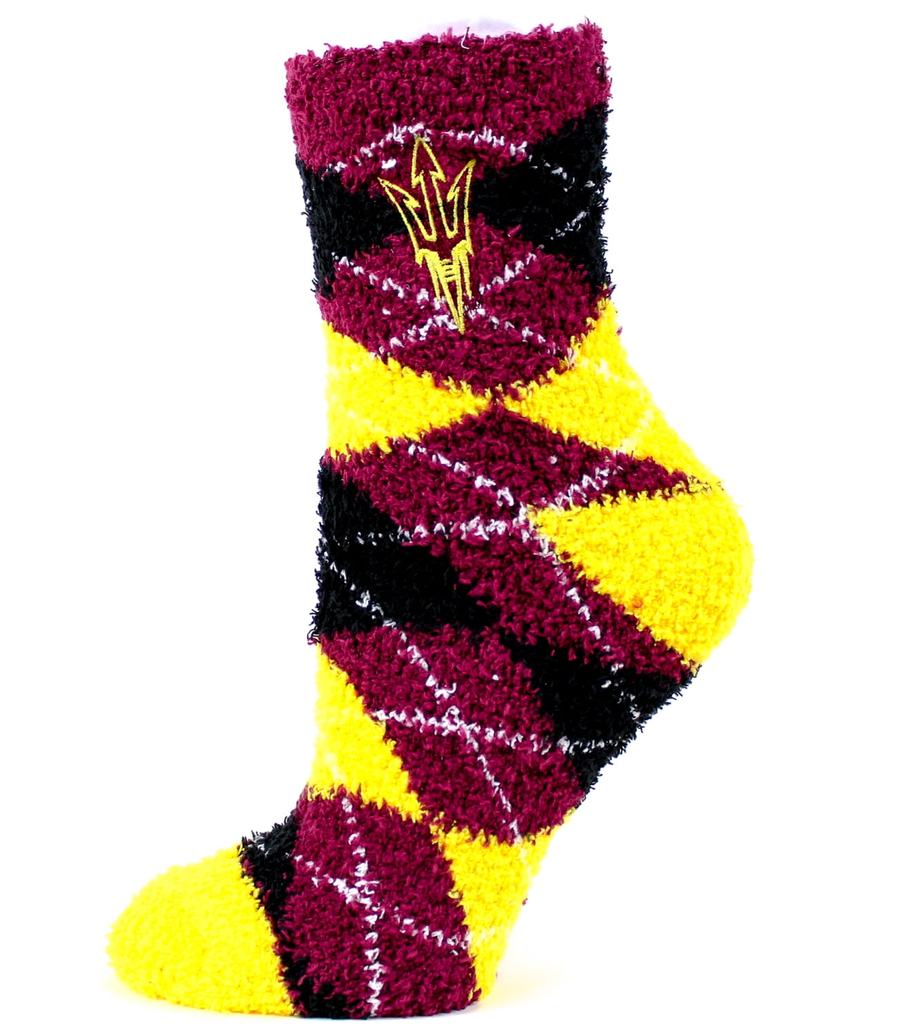 Arizona State Sun Devils Argyle Fuzzy Sock - Donegal Bay - Unisex - One Size - Ankle