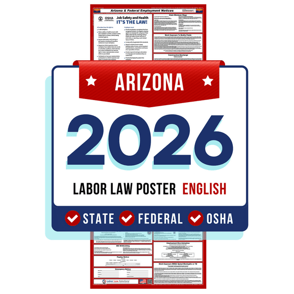 Arizona State and Federal Labor Law Poster 2025 - Non-Laminated Paper