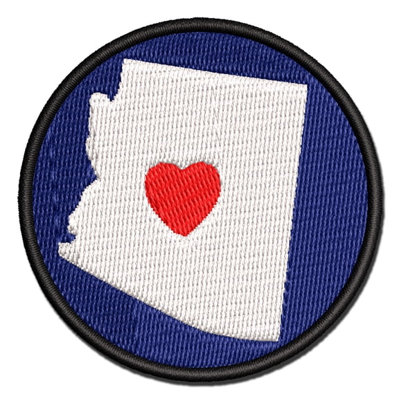 Arizona State with Heart Applique Multi-Color Embroidered Iron-On Patch - 2.0 Inch Mini