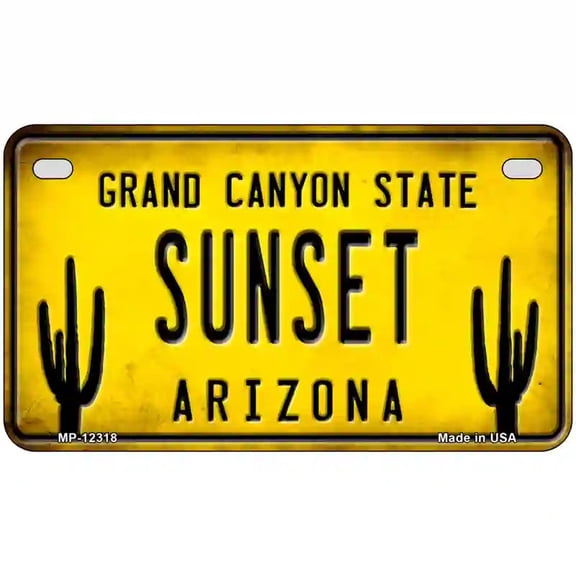 Arizona Sunset Novelty Metal License Plate 7" x 4" Motorcycle