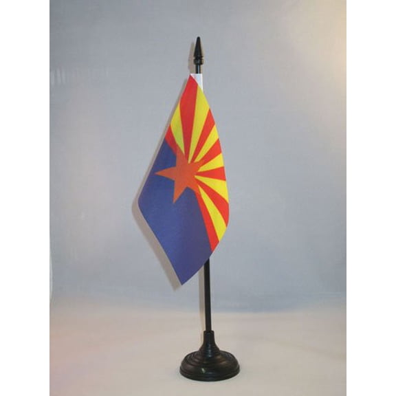 Arizona Table Flag 4'' x 6'' plastic stick and base