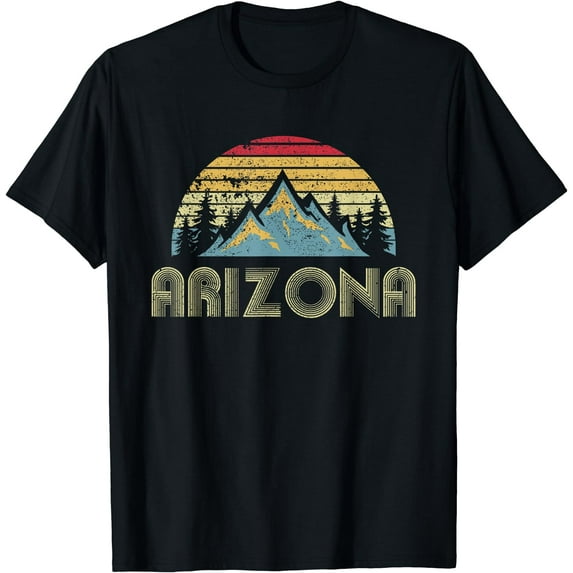 Arizona Tee - Retro Vintage Mountains Nature Hiking T Shirt Black 2X-Large