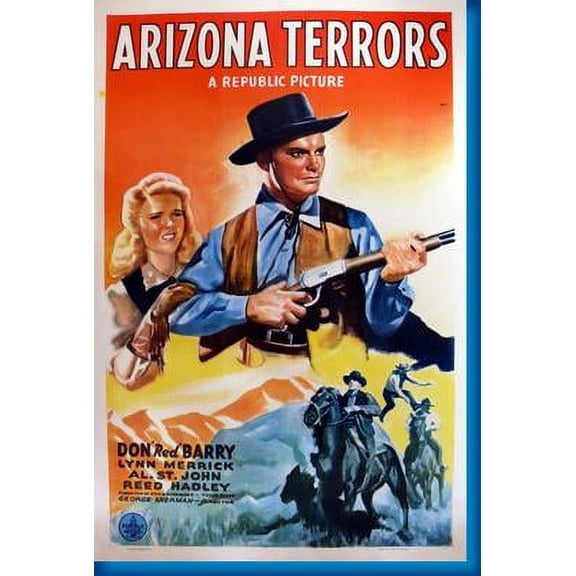 Arizona Terrors Movie Poster 16in x 24in 16x24 Multi-Color Square Adults Western Graphic