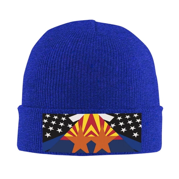 Arizona Thin Blue Line Flag Beanie Hat Men Women Warm Printed Cap Knit Beanies Hats Outdoor Winter Blue
