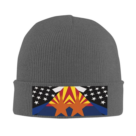 Arizona Thin Blue Line Flag Beanie Hat Men Women Warm Printed Cap Knit Beanies Hats Outdoor Winter Deep Heather