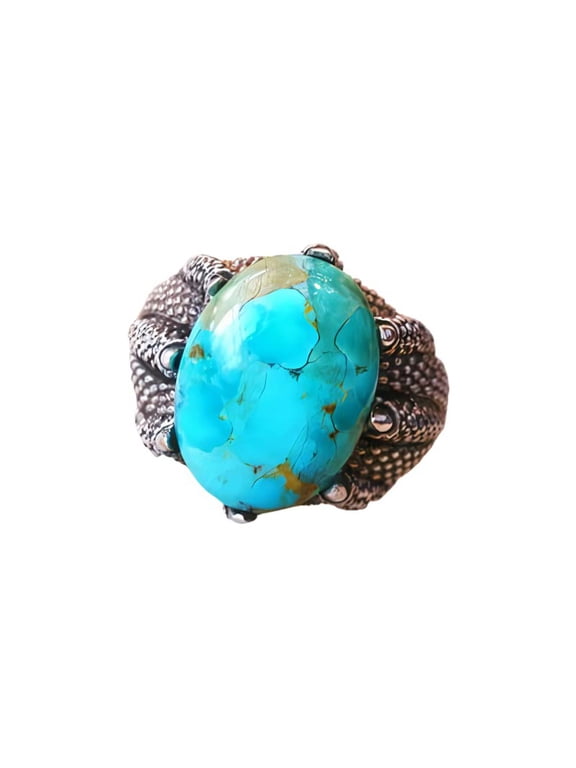 Arizona Turquoise Ring, Silver Jewelry, 925 Silver Ring, Father's Day, Eagle Claw, Natural Turquoise, December Birthstone Ring, Heavy Mens Ring, Spiritual Healing Gemstone, Christmas, Tiny Mens Ring